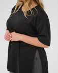 Jenna Slit Tshirt Black