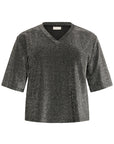 Riana Sparkle V- Neck Tshirt Silver