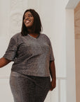 Riana Sparkle V- Neck Tshirt Silver