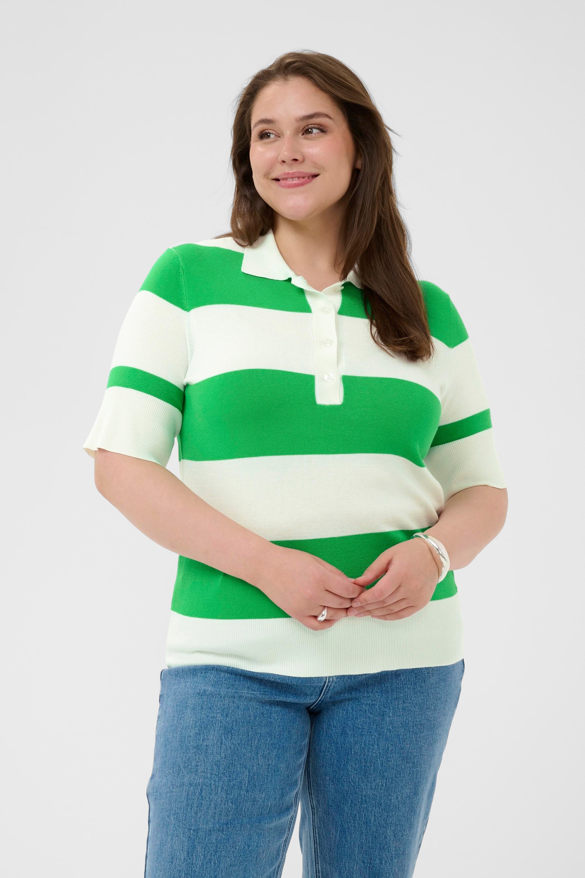 Lizzy Polo Knit Green stripes