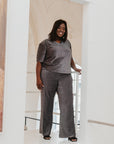 Riana Sparkle V- Neck Tshirt Silver